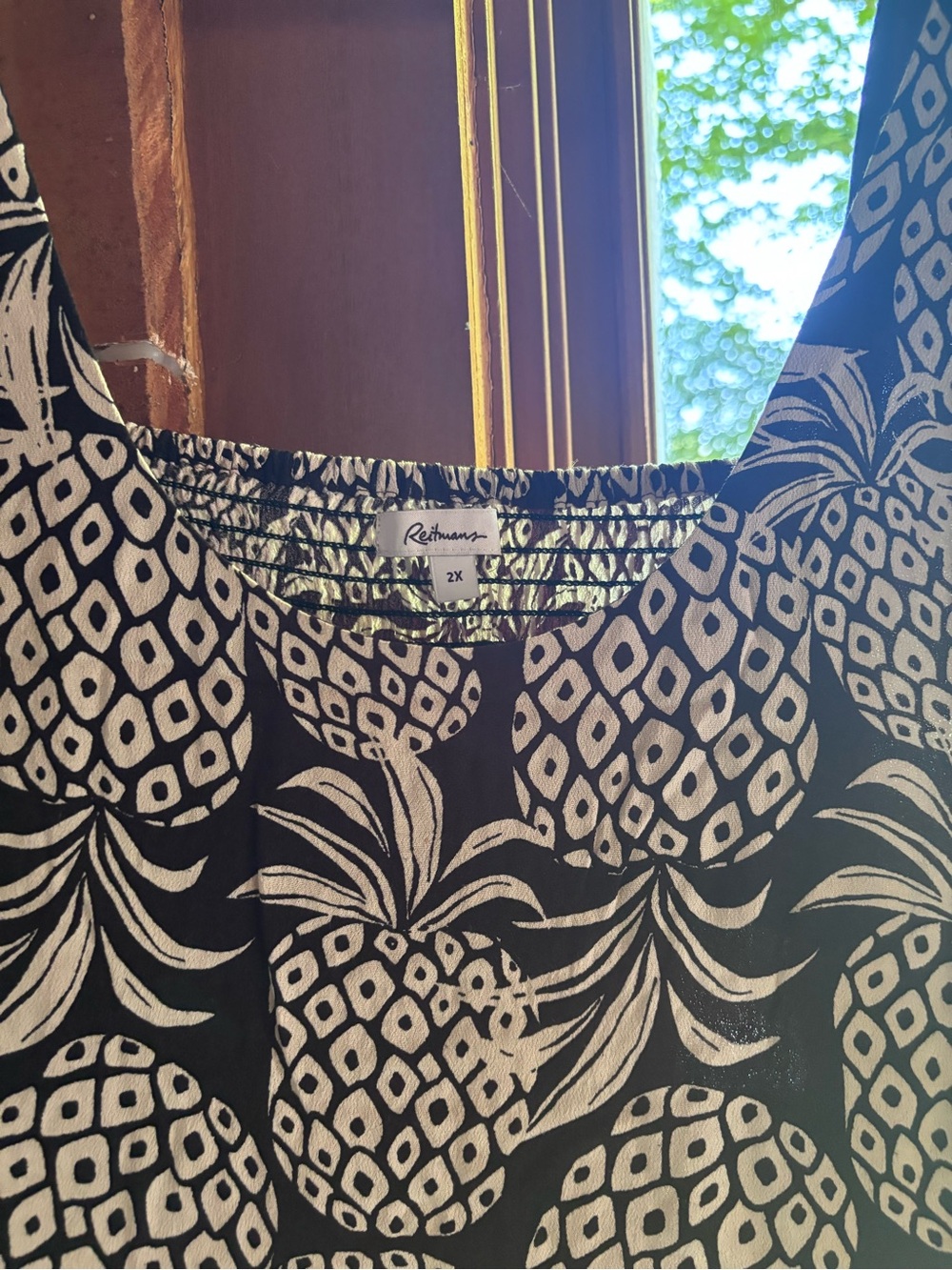 Plus Size Black & White Pineapple Print One-Piece